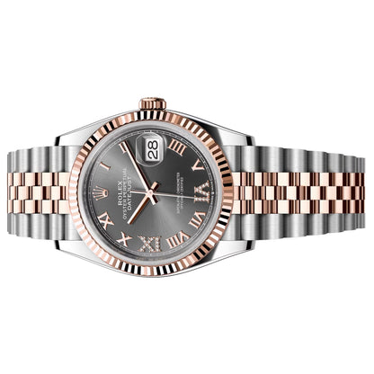 Rolex Datejust 36mm Rosegold  Unworn  Grey With 6 & 9 Diamond 126231-0023
