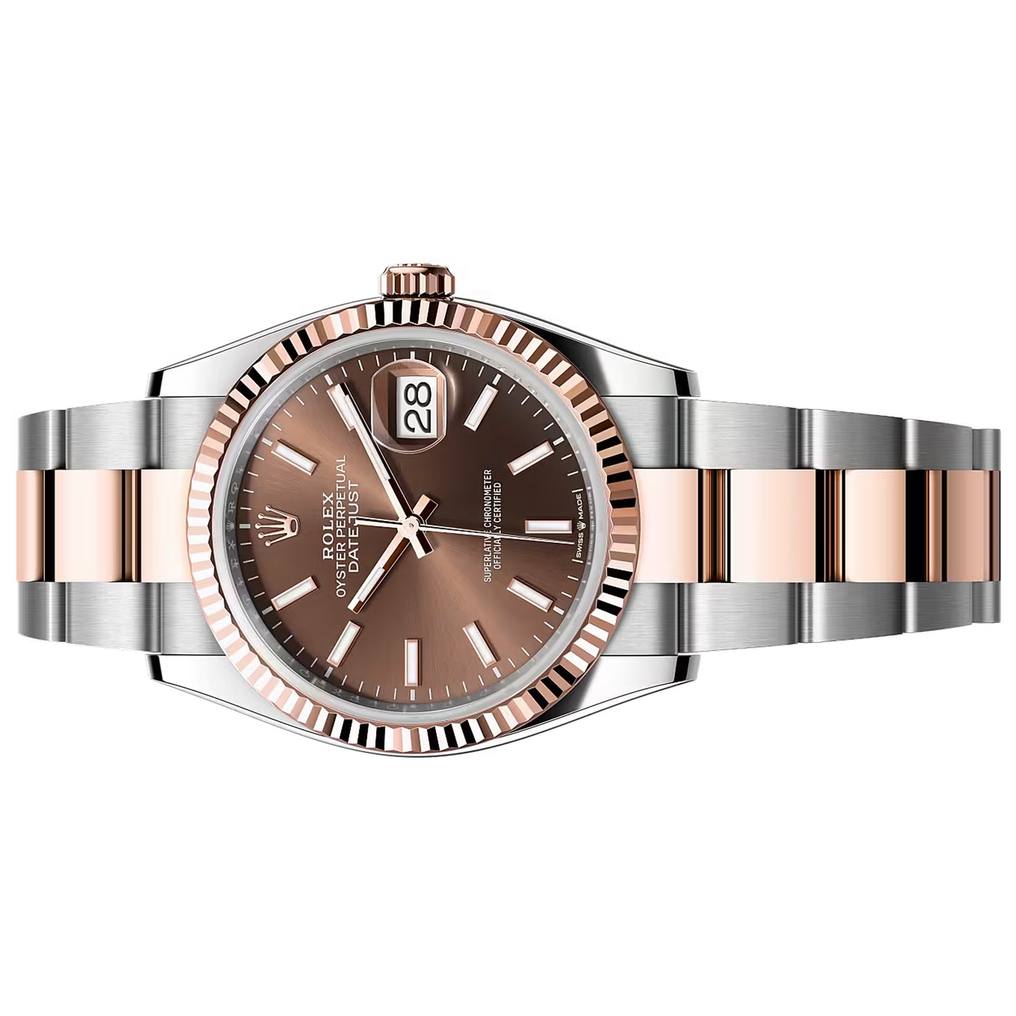 rolex datejust 36mm chocolate fluted bezel oyster 126231-0044