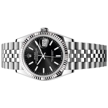 Rolex Datejust 36mm Black Jubilee White Gold Bezel ,126234-0015 Pre-Owned