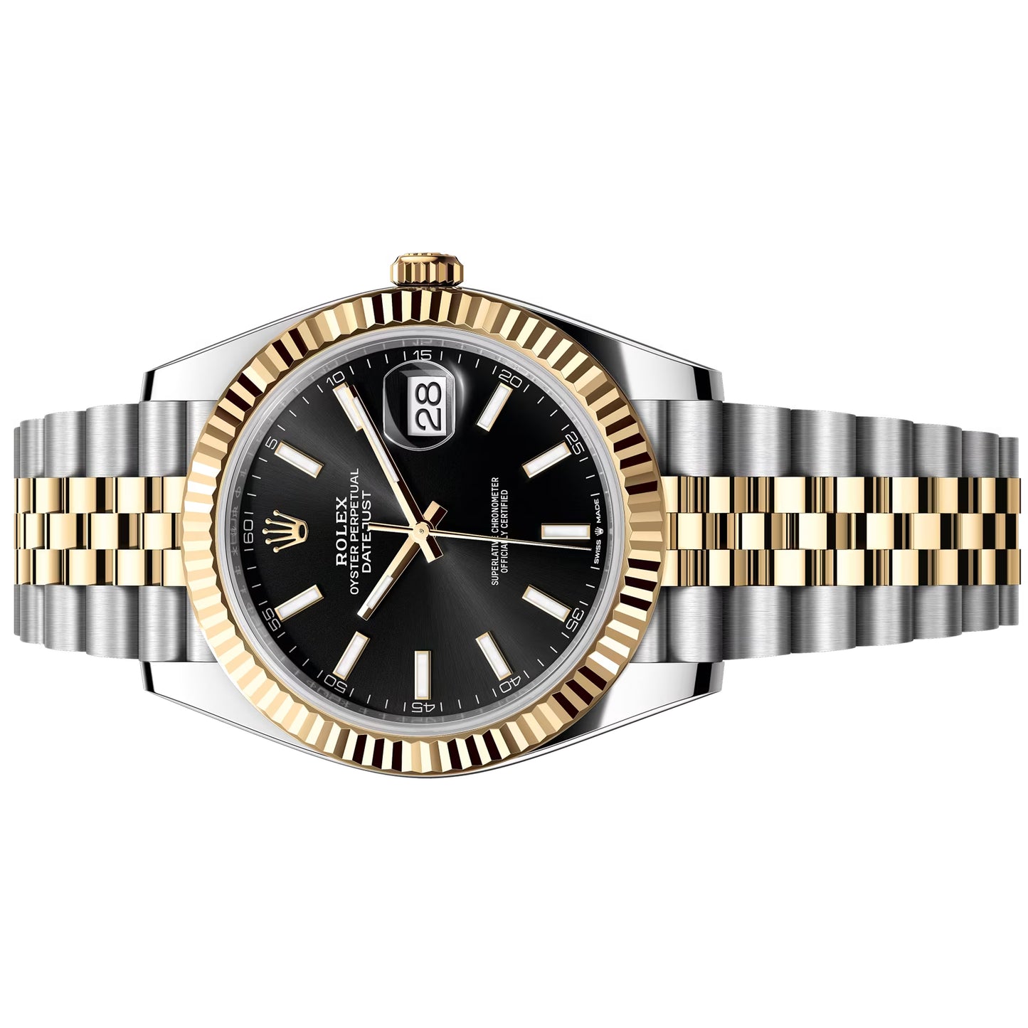 rolex datejust 41mm black jubilee 2025 yellow gold 126333-0014 pre-owned