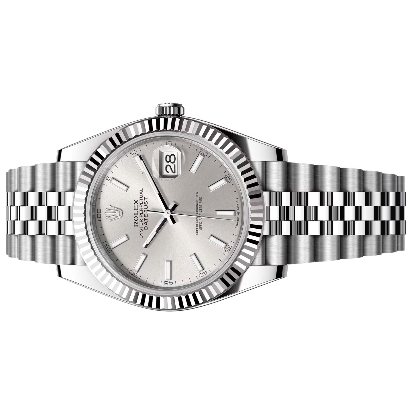 rolex datejust 41mm silver dial jubilee fluted 126334-0004 pre-owned