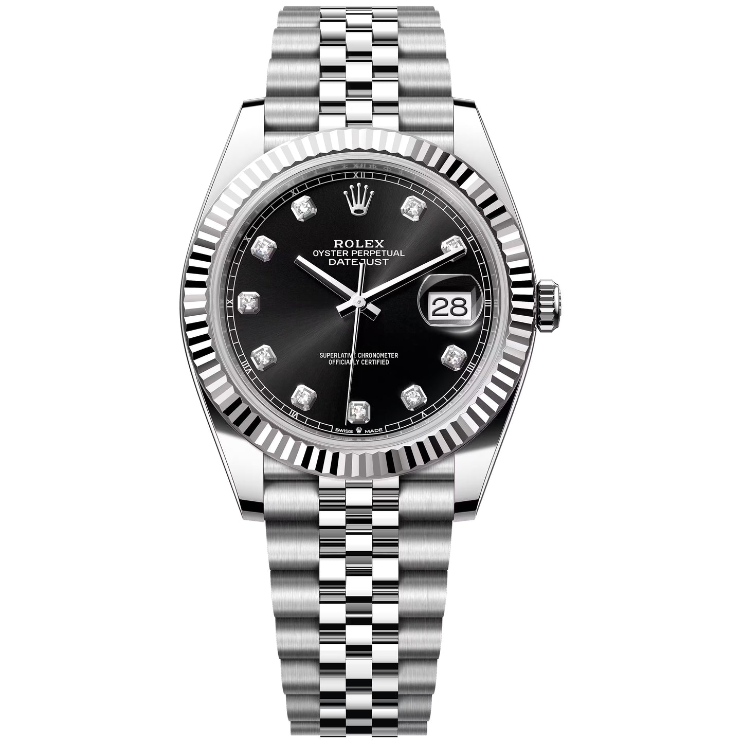 rolex datejust 41mm black diamond unworn 2026 jubilee fluted 126334-0012