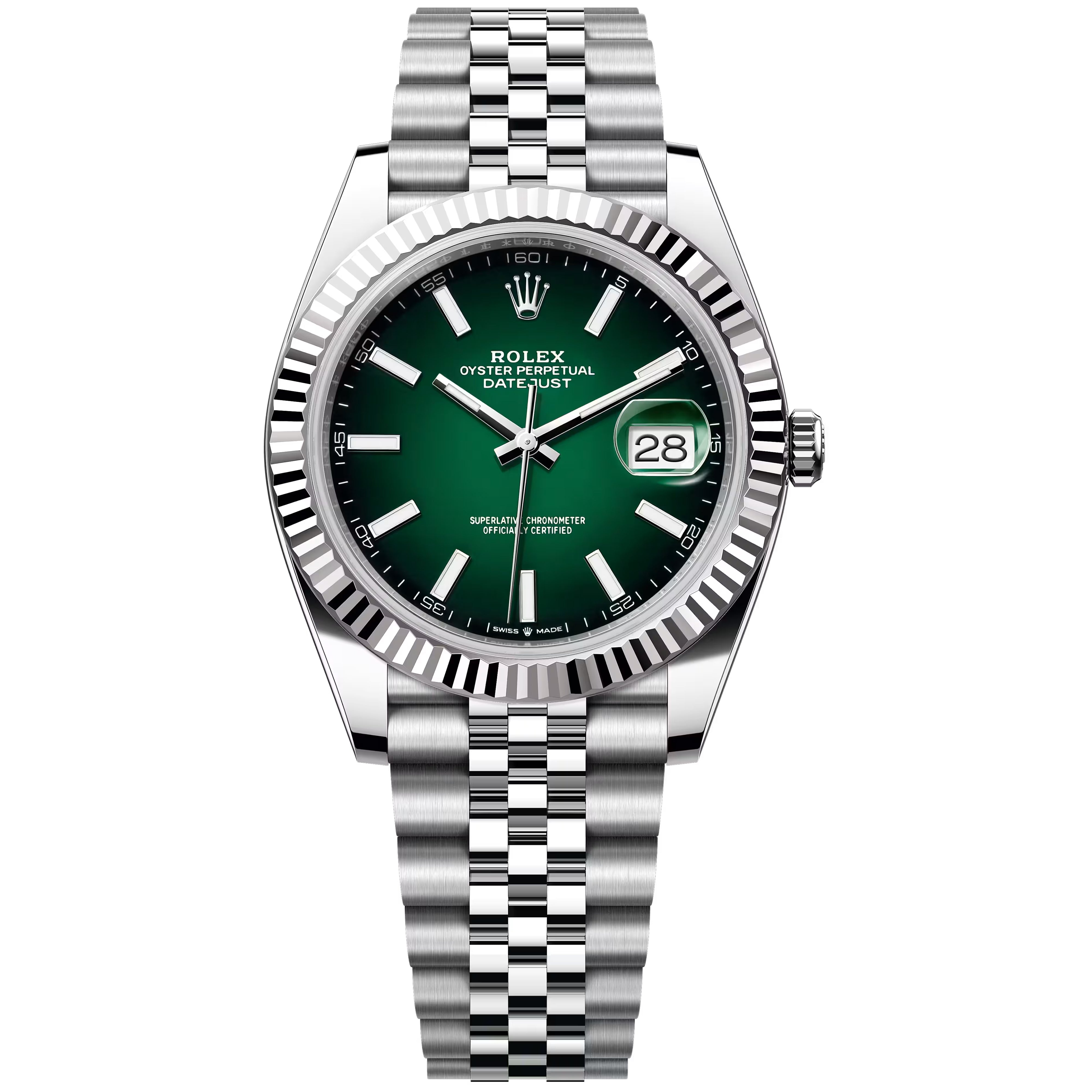 Rolex Datejust 41mm Green Ombre Jubilee Bracelet Fluted 126334-0034 2026