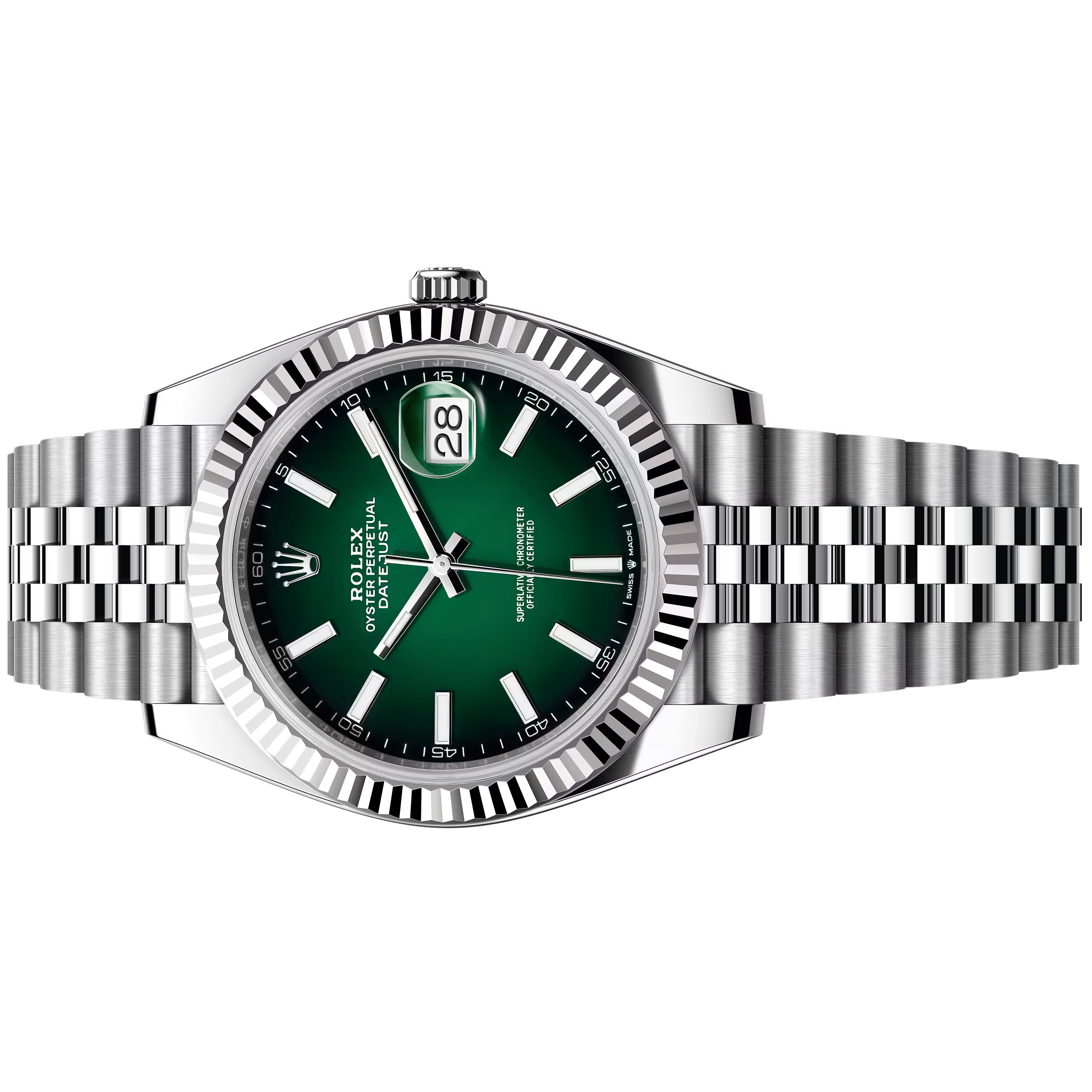 Rolex Datejust 41mm Green Ombre Jubilee Bracelet Fluted 126334-0034 2026
