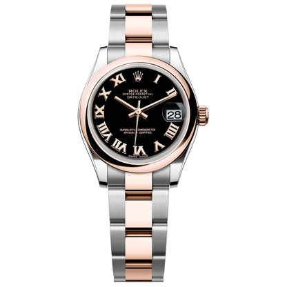 Rolex Datejust 31mm  Black Roman Dial 18K Rose Gold Two Tone 178241 Pre Owned