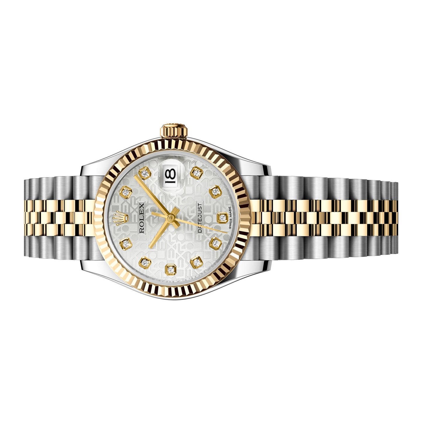 rolex datejust 31mm silver diamond yellow gold 178273-0006 preowned