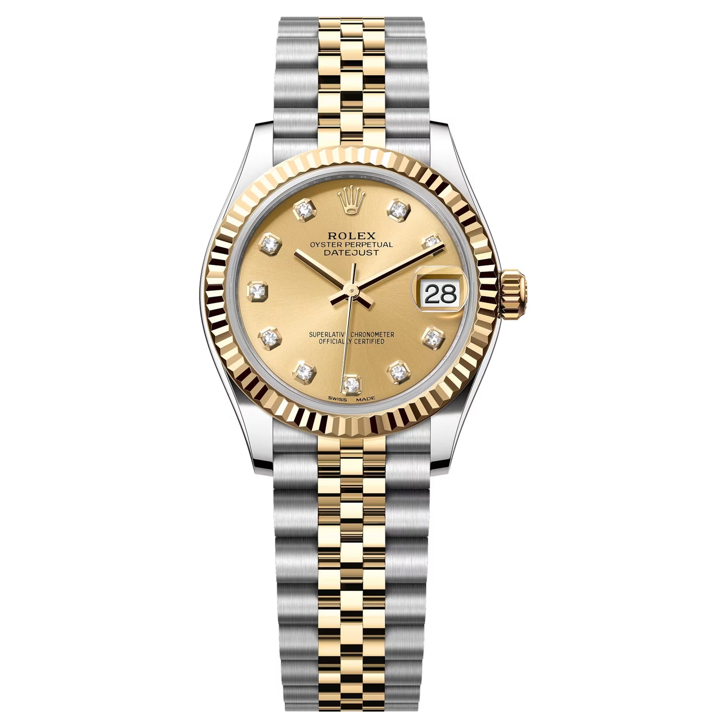 rolex datejust 31mm champagne diamond yellow gold 178273 pre-owned