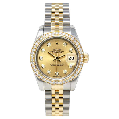 Rolex Datejust 26mm 179383 Champagne Diamond Bezel  , Yellow Gold Jubilee , Pre-Owned
