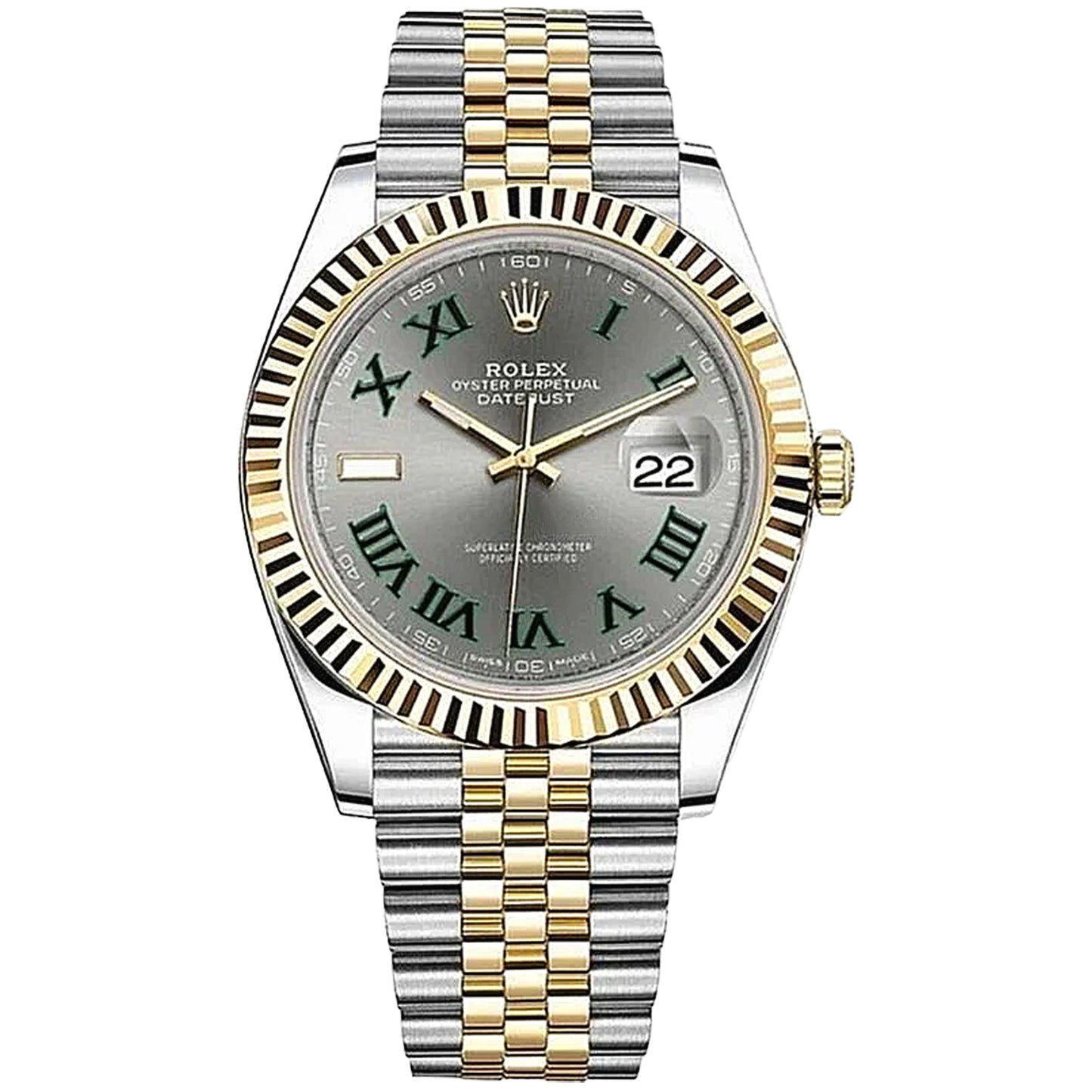 rolex datejust 41 mm 126333-0020 wimbledon yelow gold pre-owned - luxury address watches