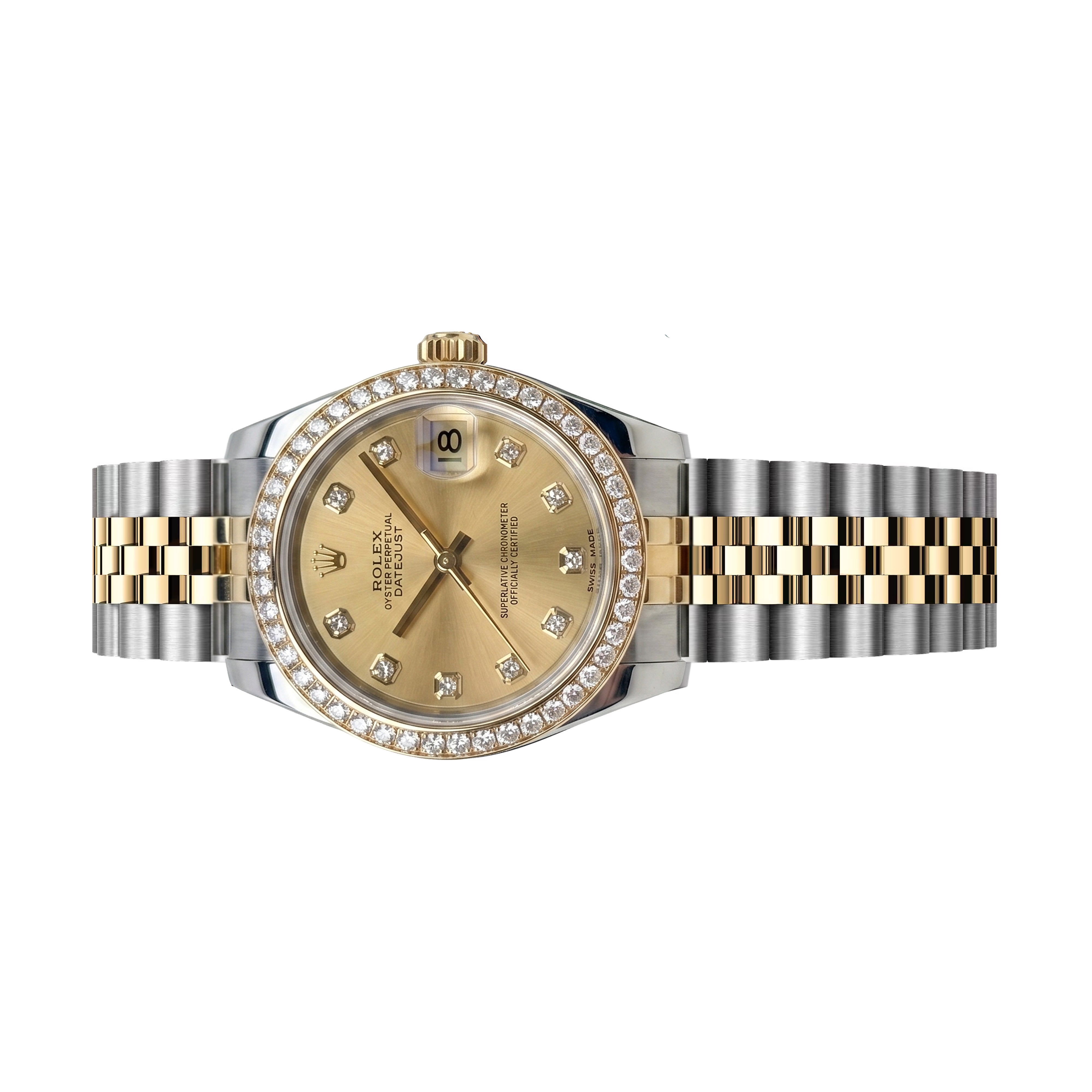 Rolex Datejust 26mm 179383 Champagne Diamond Bezel  , Yellow Gold Jubilee , Pre-Owned