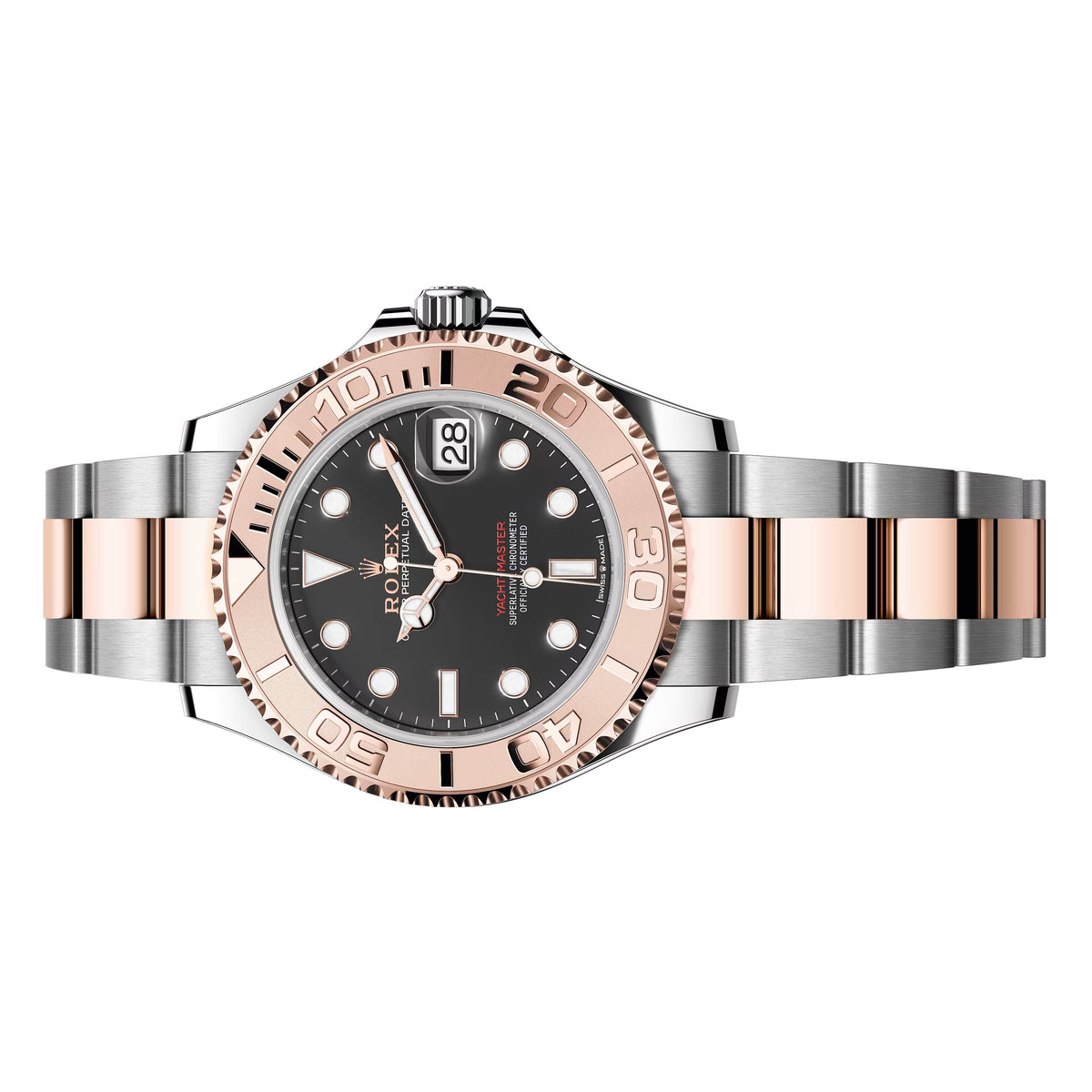 Rolex Yacht master 37mm Black Dial Rose gold and Oyster Steel 268621-0004 Pre-Owned