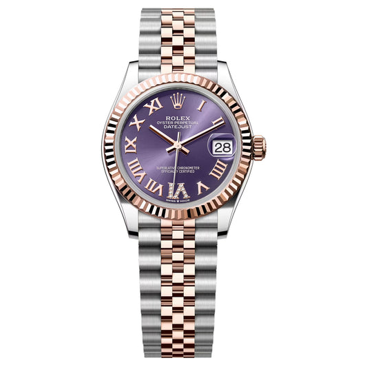 Rolex Datejust 31mm Unworn 2026 Purple Aubergine No 6 Diamond  Rose Gold 278271-0020