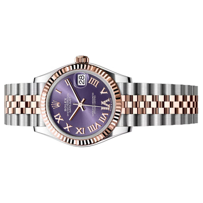 Rolex Datejust 31mm Unworn 2026 Purple Aubergine No 6 Diamond  Rose Gold 278271-0020