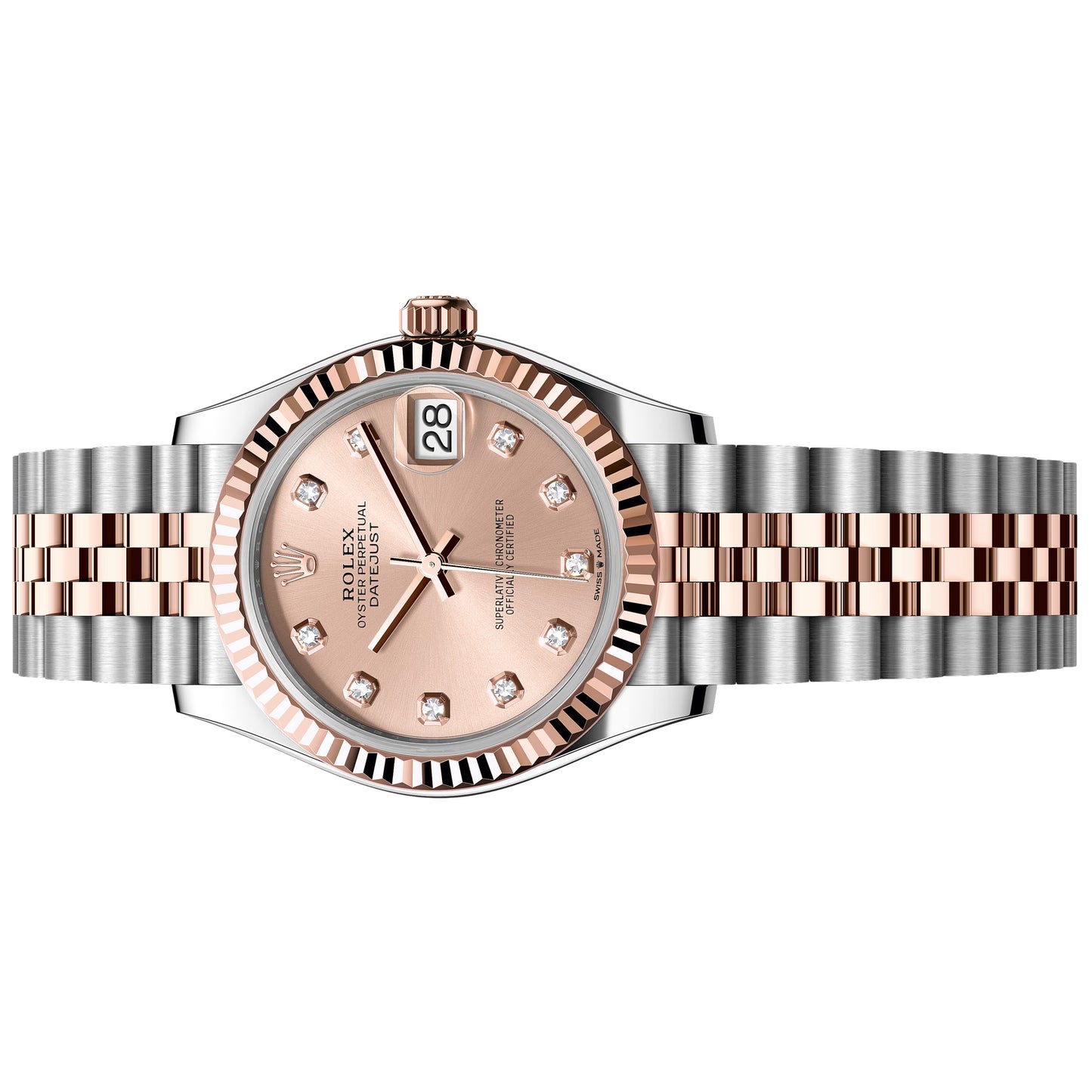 rolex datejust 31mm pink diamond rose gold and steel 278271-0024 jubilee unworn 2025