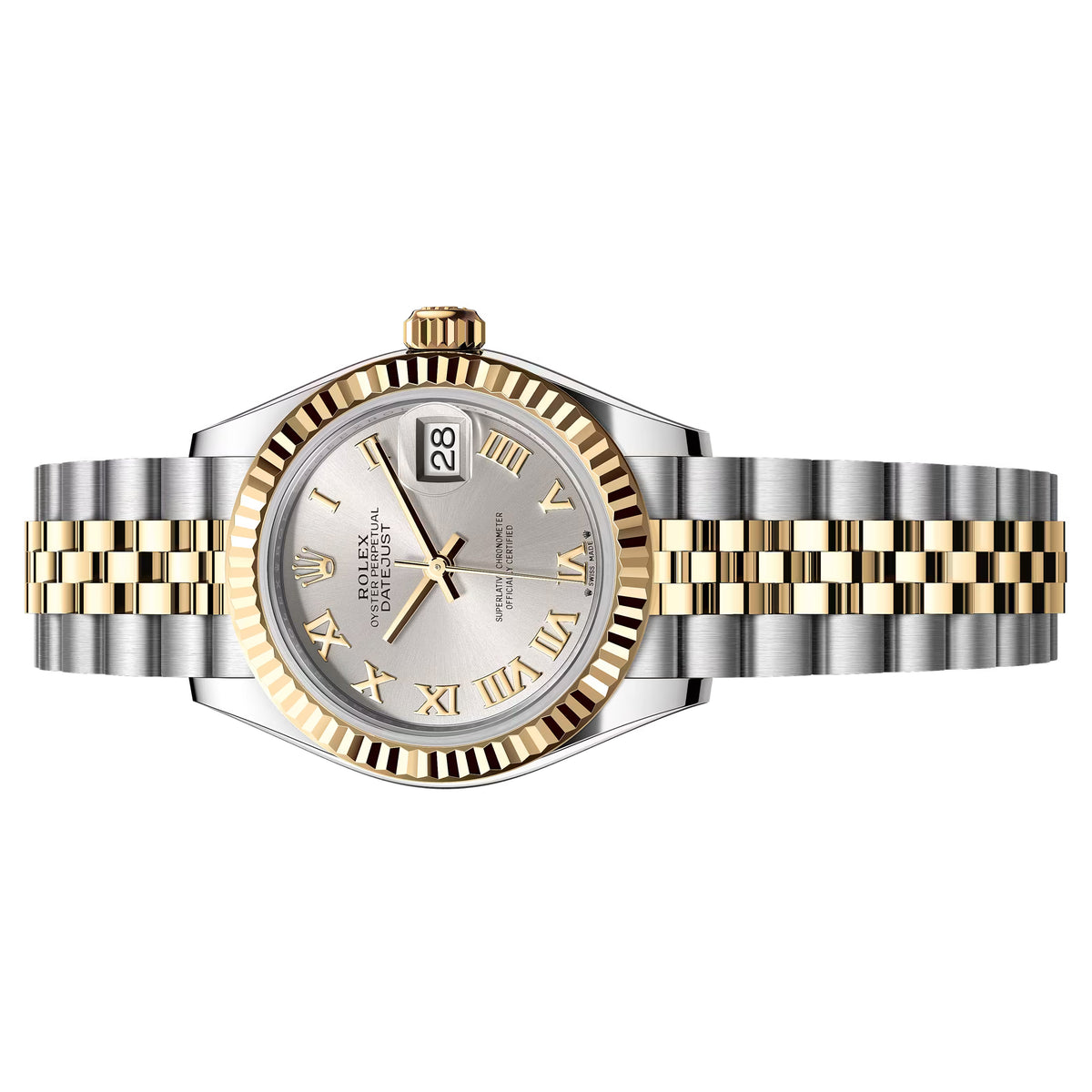 Rolex Lady Datejust 28mm 279173-0005 Silver Roman Yellow Gold Jubilee Bracelet , PreOwned