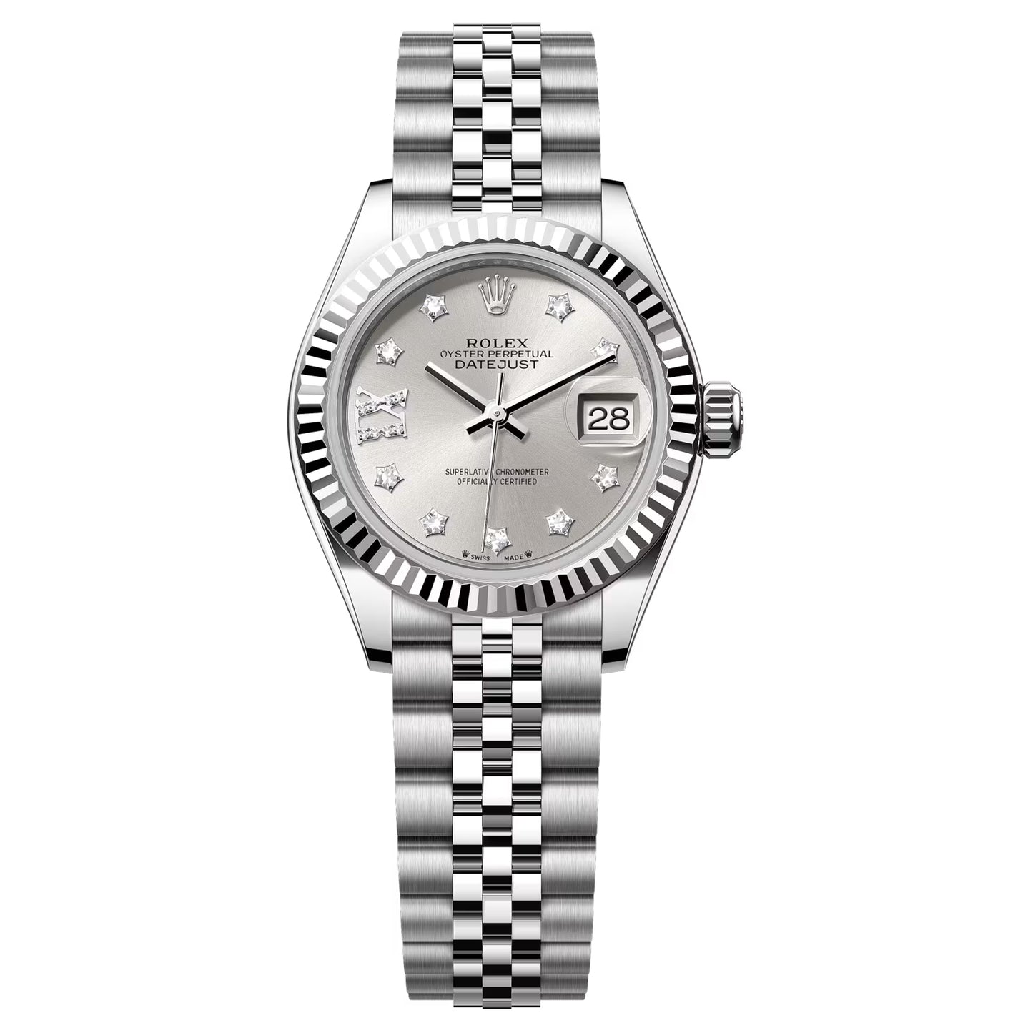 rolex datejust 28mm silver diamond jubilee 279174-0021