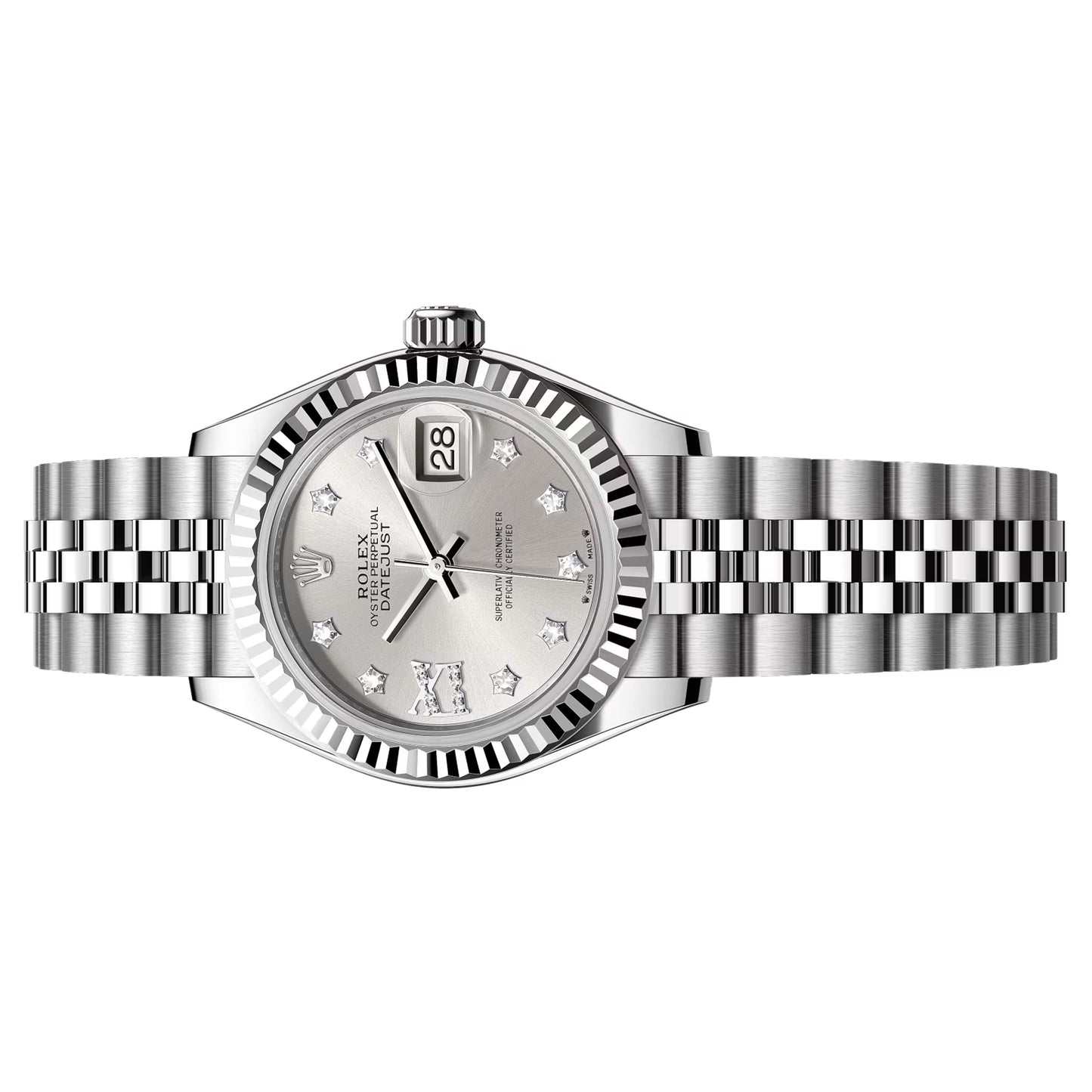 rolex datejust 28mm silver diamond jubilee 279174-0021