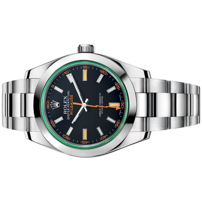 Rolex Milgauss 40mm 116400GV Black Dial With Green Crystal, Pre-Owned - Luxury Address Watches