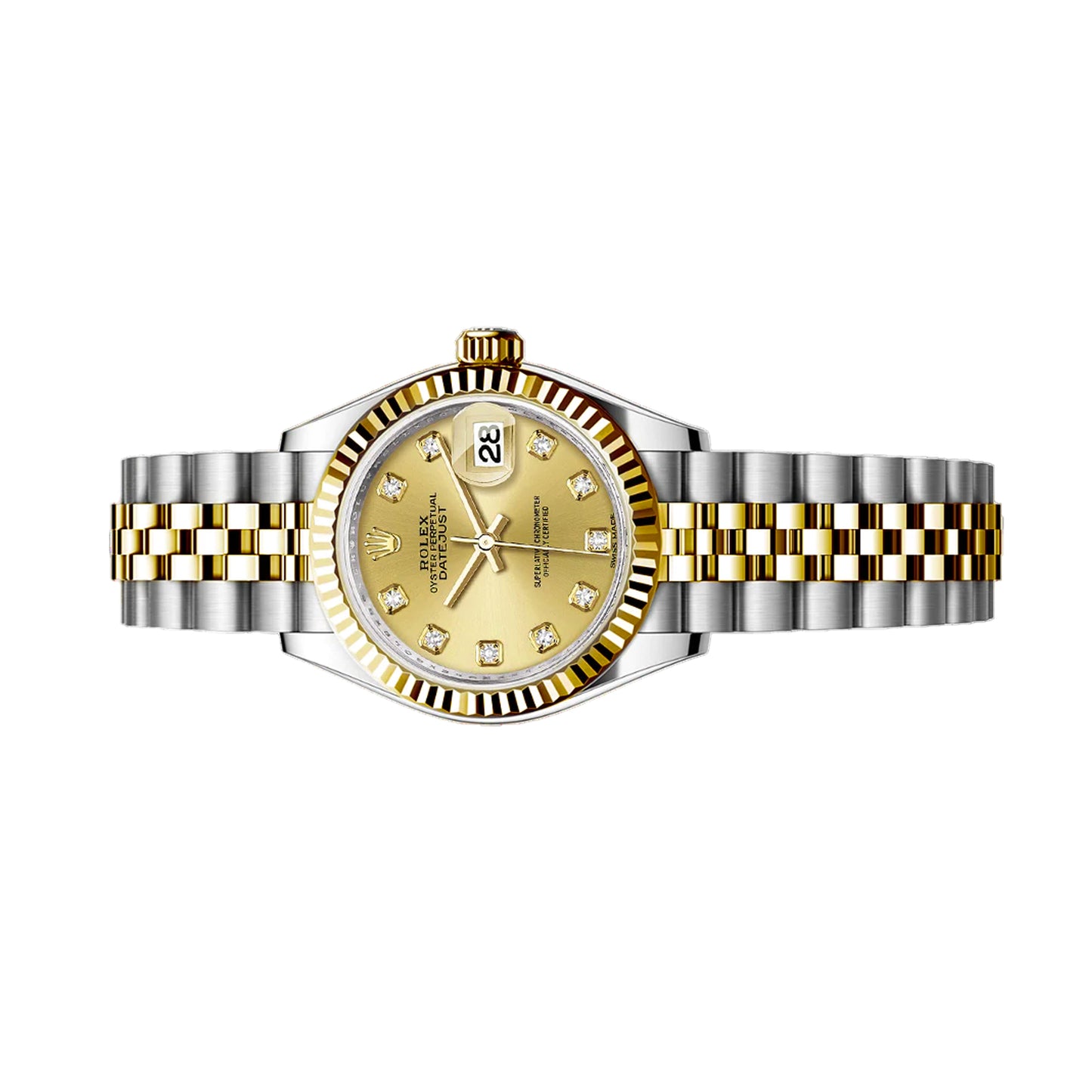 rolex lady datejust 28mm 279173-0011 champagne diamond dial ,pre-owned - luxury address watches