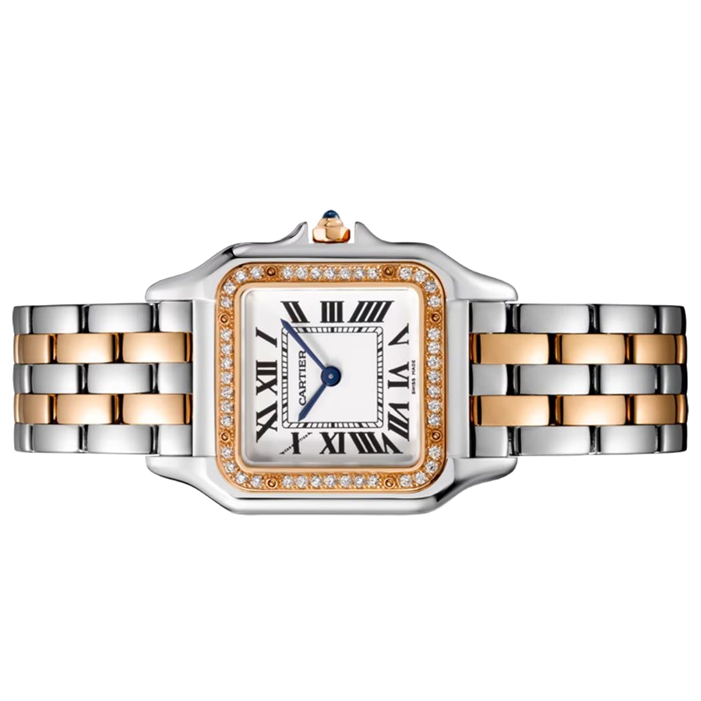 cartier panthère medium model, rose gold, steel , diamonds pre-owned 2024