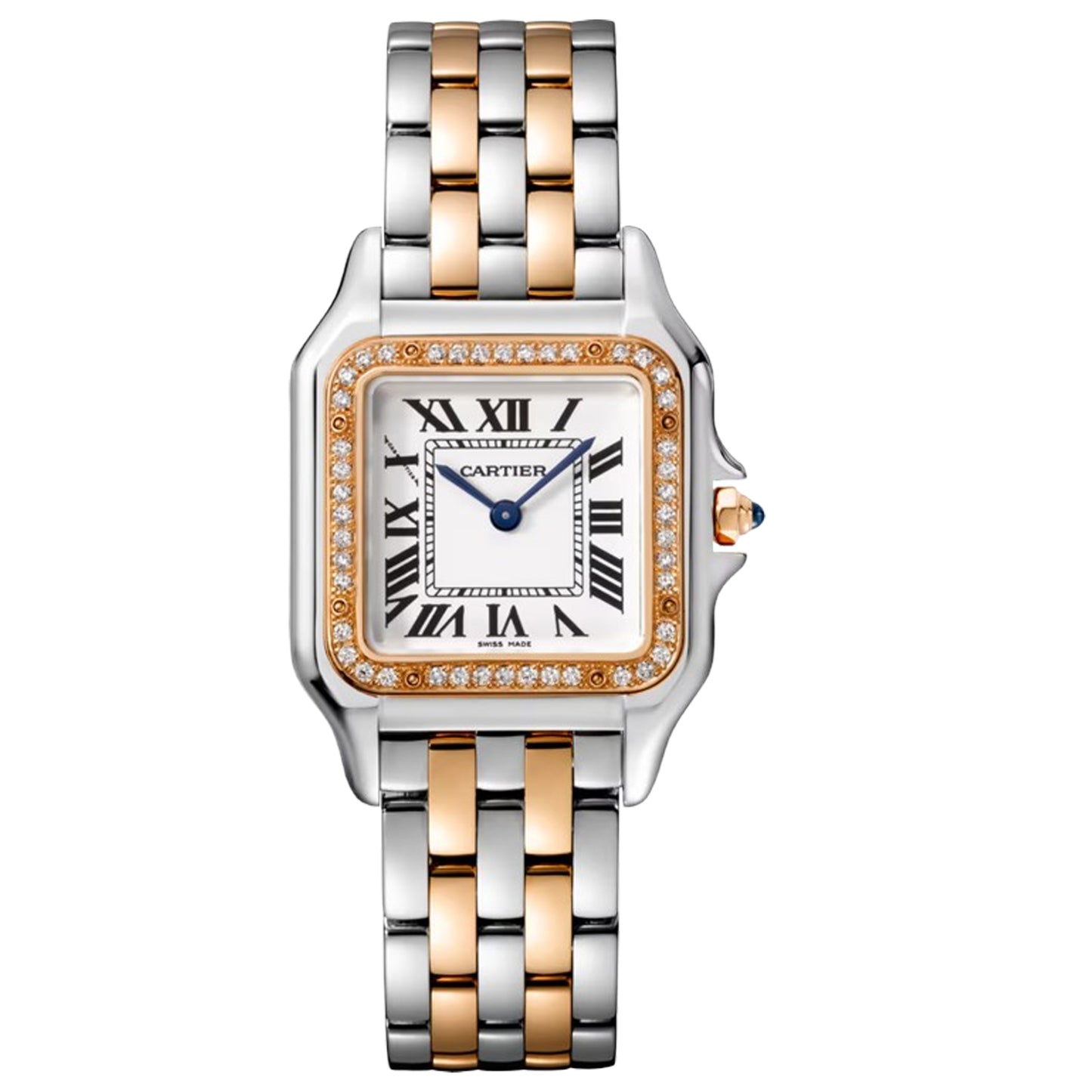 cartier panthère medium model, rose gold, steel , diamonds pre-owned 2024