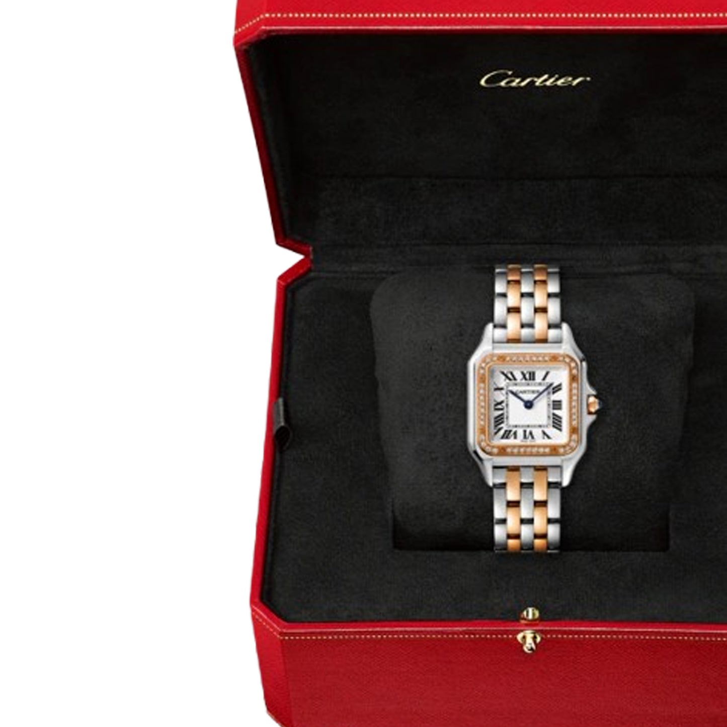 cartier panthère medium model, rose gold, steel , diamonds pre-owned 2024