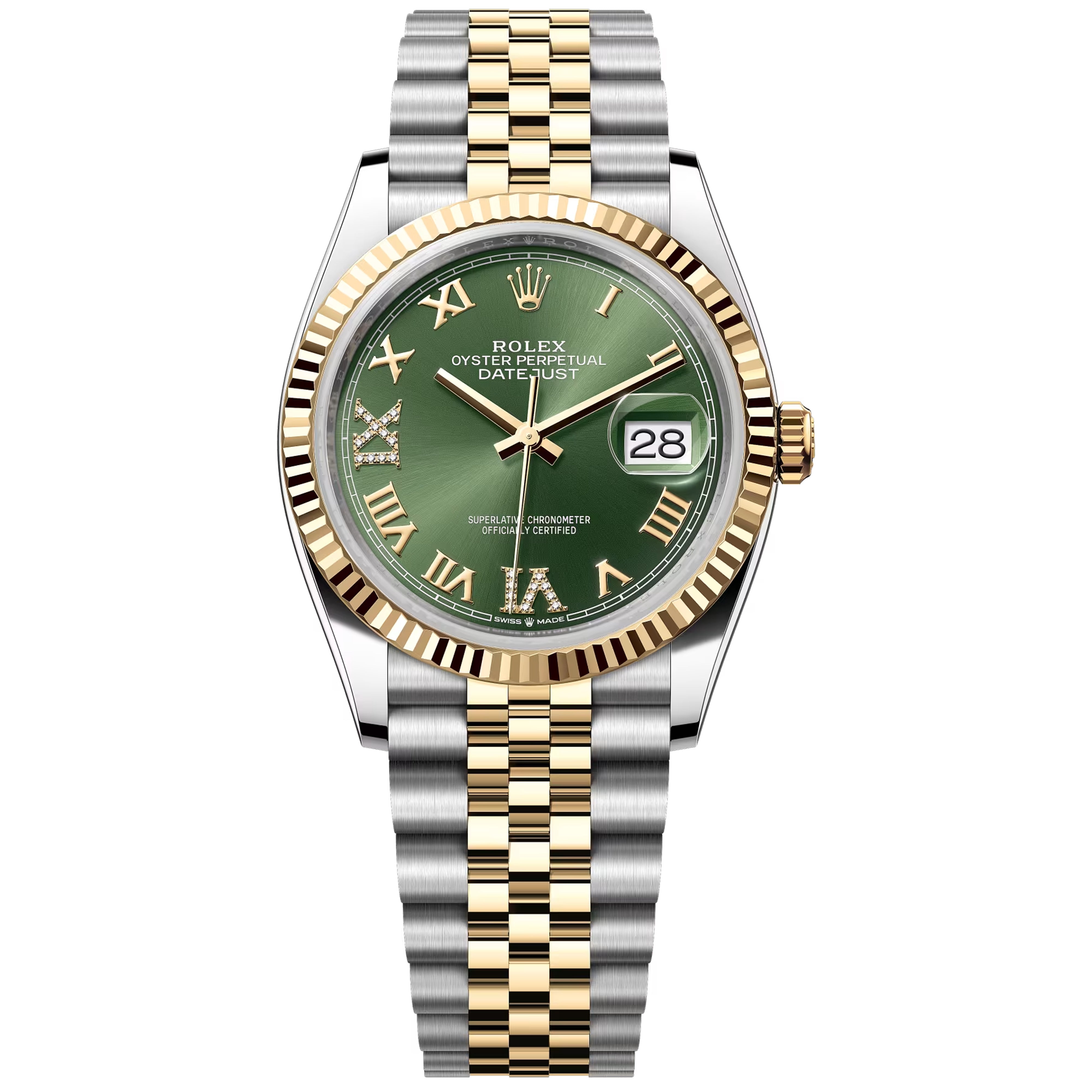 Rolex Datejust 36mm Olive Green With 6 & 9 Diamond 126233-0025 Pre-Owned