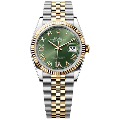 Rolex Datejust 36mm Unworn  Olive Green With 6 & 9 Diamond 126233-0025