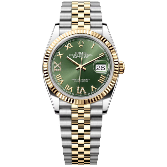 Rolex Datejust 36mm Unworn  Olive Green With 6 & 9 Diamond 126233-0025