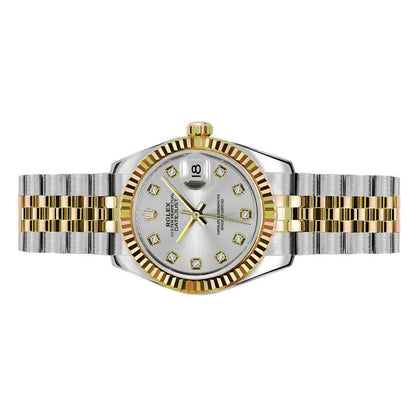 Rolex Datejust 26mm 179173 Silver Diamond , Yellow Gold Jubilee , Pre-Owned