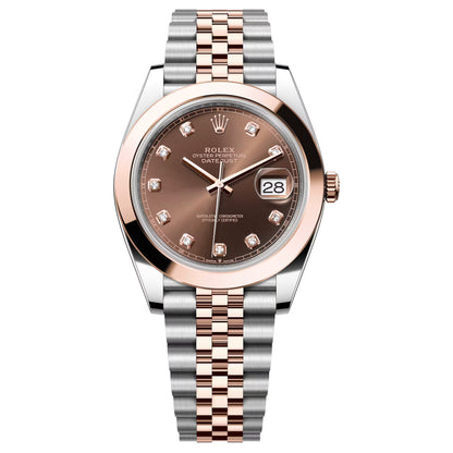 Rolex Datejust 41mm Chocolate Diamond 126301-0004 Smooth Bezel  Rosgold Jubilee 2025 PreOwned