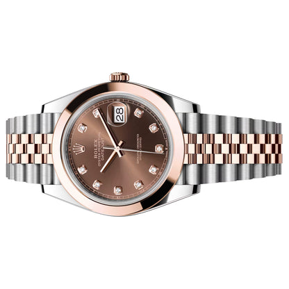 Rolex Datejust 41mm Chocolate Diamond 126301-0004 Smooth Bezel  Rosgold Jubilee 2025 PreOwned