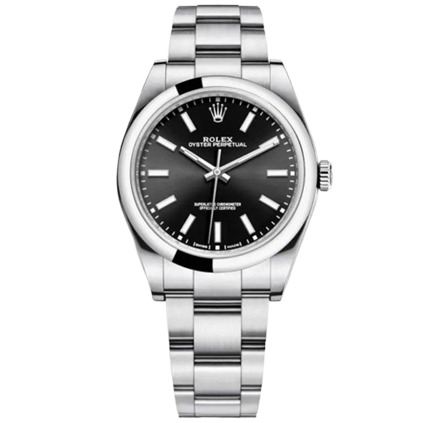 rolex oyster perpetual op 39mm  black dial 114300-0005 pre owned