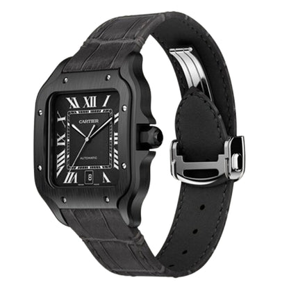 Santos de Cartier Unworn 2025 Black ADLC Black Rubber And Leather Strap Size Large WSSA0039
