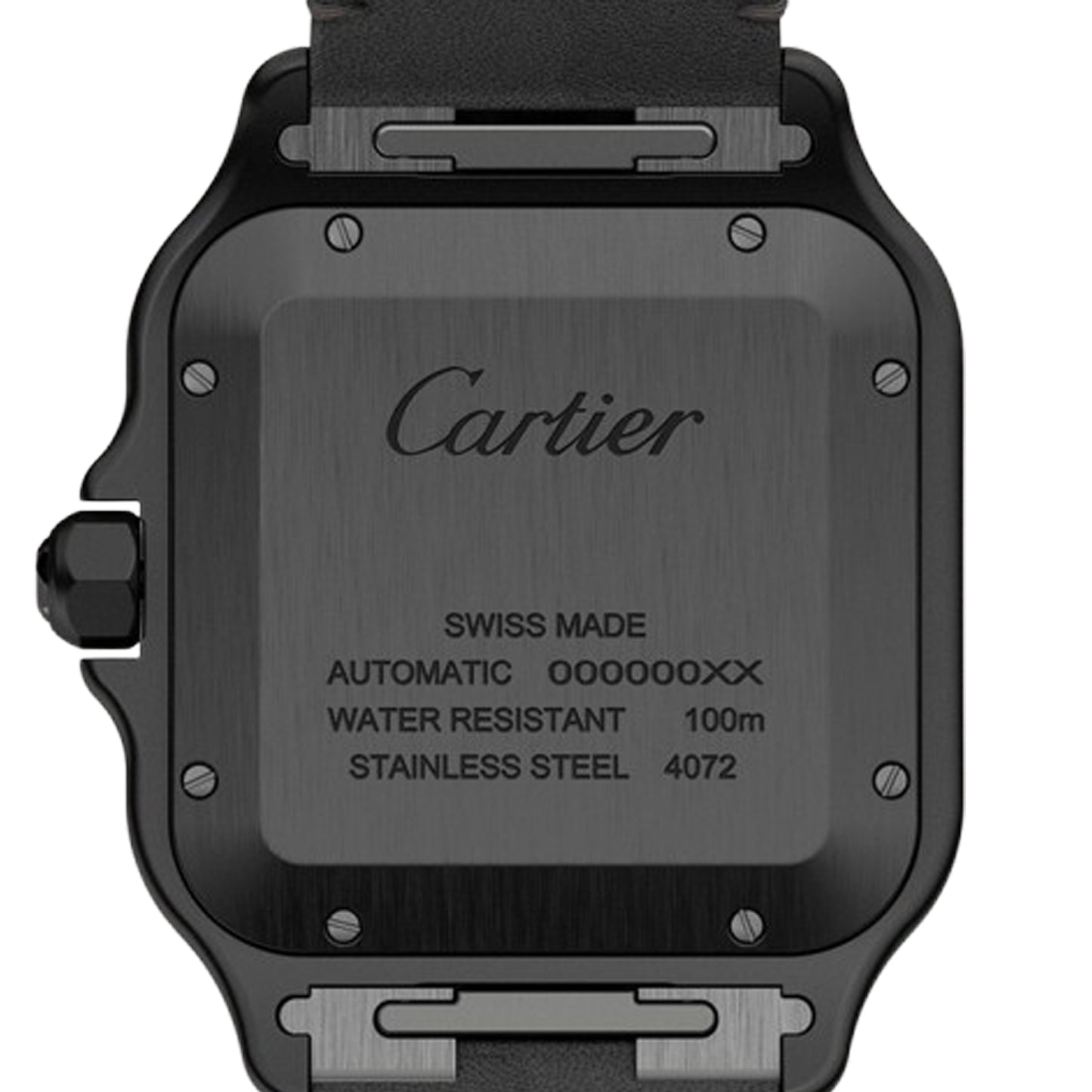 santos de cartier unworn 2025 black adlc black rubber and leather strap size large wssa0039